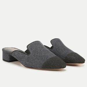 New Veronica Beard Cecile Denim Cap-Toe Mule In Denim Blue/Black 6.5